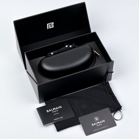 Balmain B-ESCAPE BPS-143A-62 Men BRAND NEW Sunglasses Titanium Black Gold Grey - Picture 12 of 12